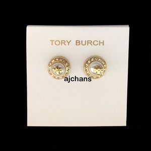 Tory Burch Natalie Domed Logo Stud Earrings